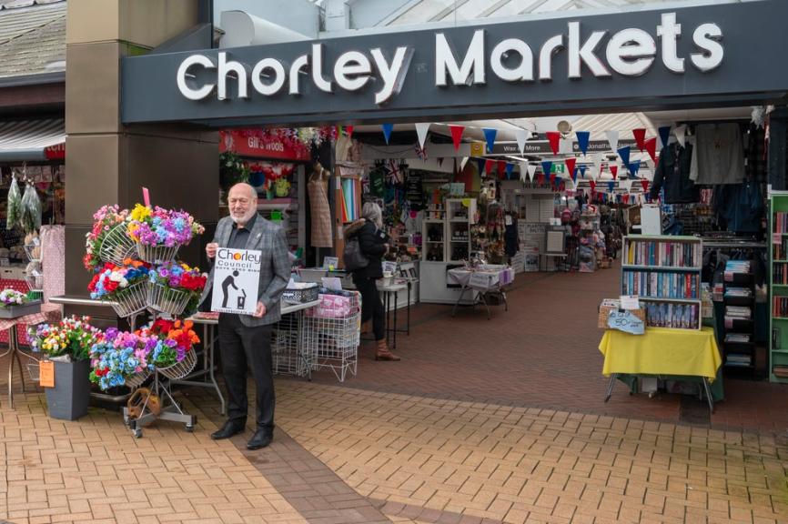 Cllr Danny Gee at Chorley Markets